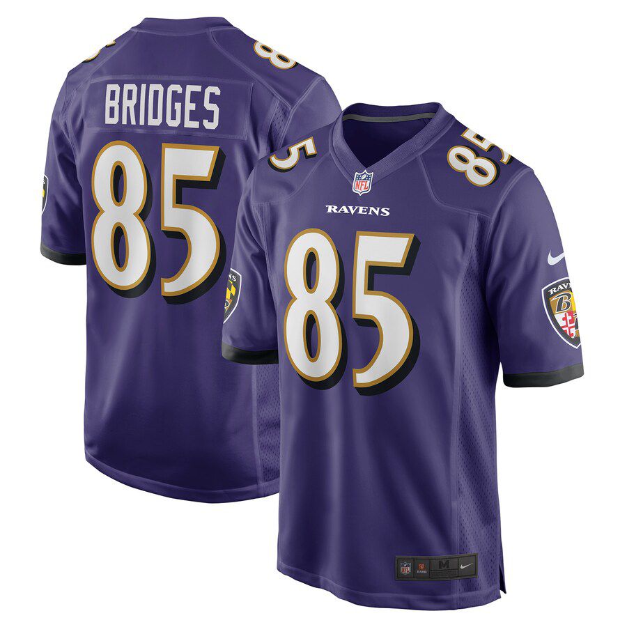 Men Baltimore Ravens #85 Shemar Bridges Nike Purple Player Game NFL Jersey
